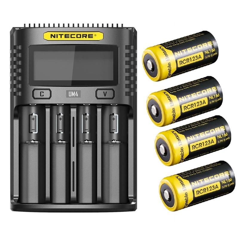 Nitecore-Akku-Bundle-UM4 USB-Ladegeraet-+-4x-16340-650mAh-Akkus
