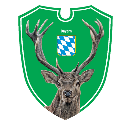 Dualoptik-Auto-Jagdschilder-Landeswappen-Hirsch-BY